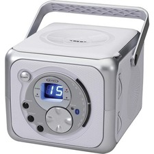 JENSEN CD555 SILVER PORTABLE BLUETOOTH MUSIC SYSTEM WITH CD