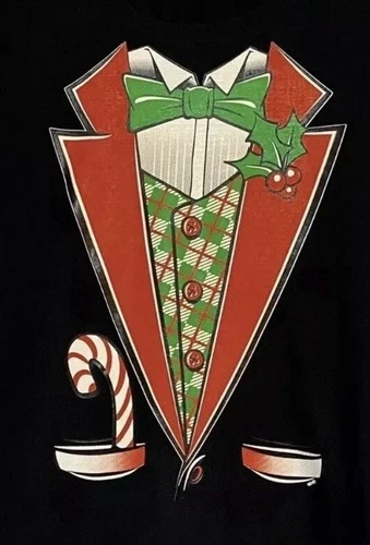 NEW mens tuxedo tshirt size M Black Holiday Christmas party short sleeve shirt image 8