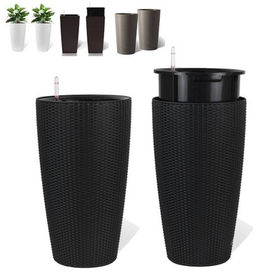 2 Pack Tall Planters Flower Plant Pots for Garden Outdoor Indoor Large Planters