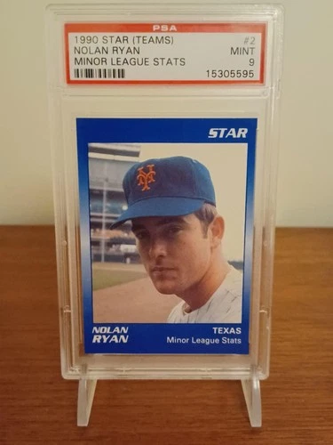1990 Nolan Ryan STAR (TEAMS) Minor League Stats Card #2 Graded PSA 9 MINT