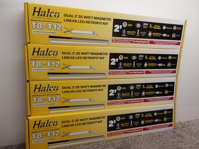 Pack of 4 Halco Dual 2' 25 Watt Magnetic Linear LED Retrofit Kit.
