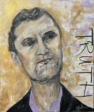 Charlie Kirk Portrait Abstract Realism Painting OOAK  Mixed Media  on Canvas