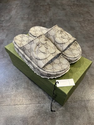 Gucci Rubber Men Slides Platform Sandals Interlocking GG UK 13