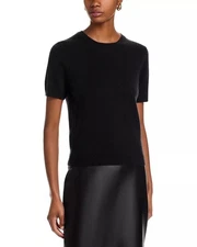 Women’s C by Bloomingdale's 100% Cashmere Short Sleeve Crewneck Sweater Med NWT