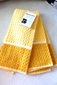KitchenAid Terry Cloth Kitchen Towel Set Brick Pattern Yellow 2 Towel Set 