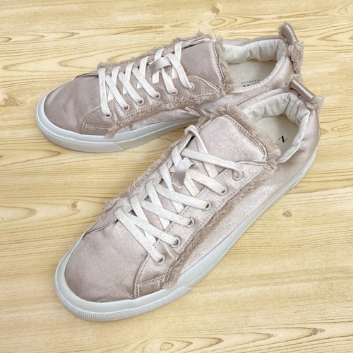 Zara Trafaluc Low Top Rose Gold Satin Distressed Womens Sneakers Shoes 9 / 40