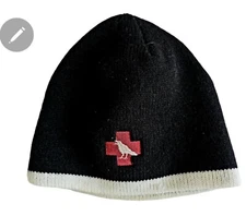 STAPLE brand Wool Beanie w/White Bottom Trim And Embroidered Cross/Crow Design