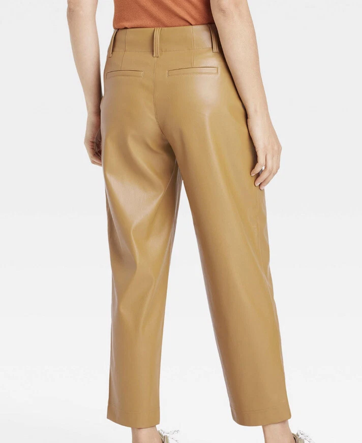 Women's High-Rise Faux Leather Tapered Ankle Pants - A New