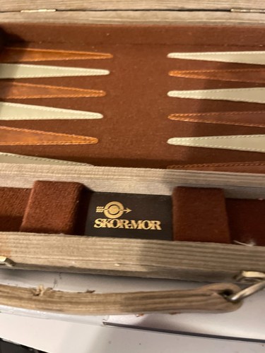 Vintage Skor-Mor Backgammon Game Set Dice, Shakers & Corduroy Tavel Case