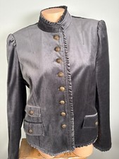 Chelsea & Theodore Size 14 Velvet Victorian Military Button Up Jacket Gray Women