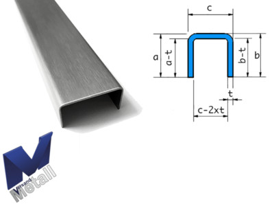 1,5m Edelstahl U-Profil L=1500 mm kaufen Breite c 70mm-100mm Außen Schliff K320