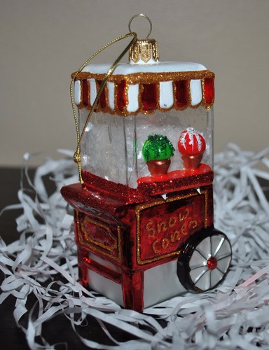 NEU SUR la TISCH SCHNEEKEGELMASCHINE rasiertes Eis Glas mundgeblasen Ornament Weihnachten Polen - Bild 1 von 4