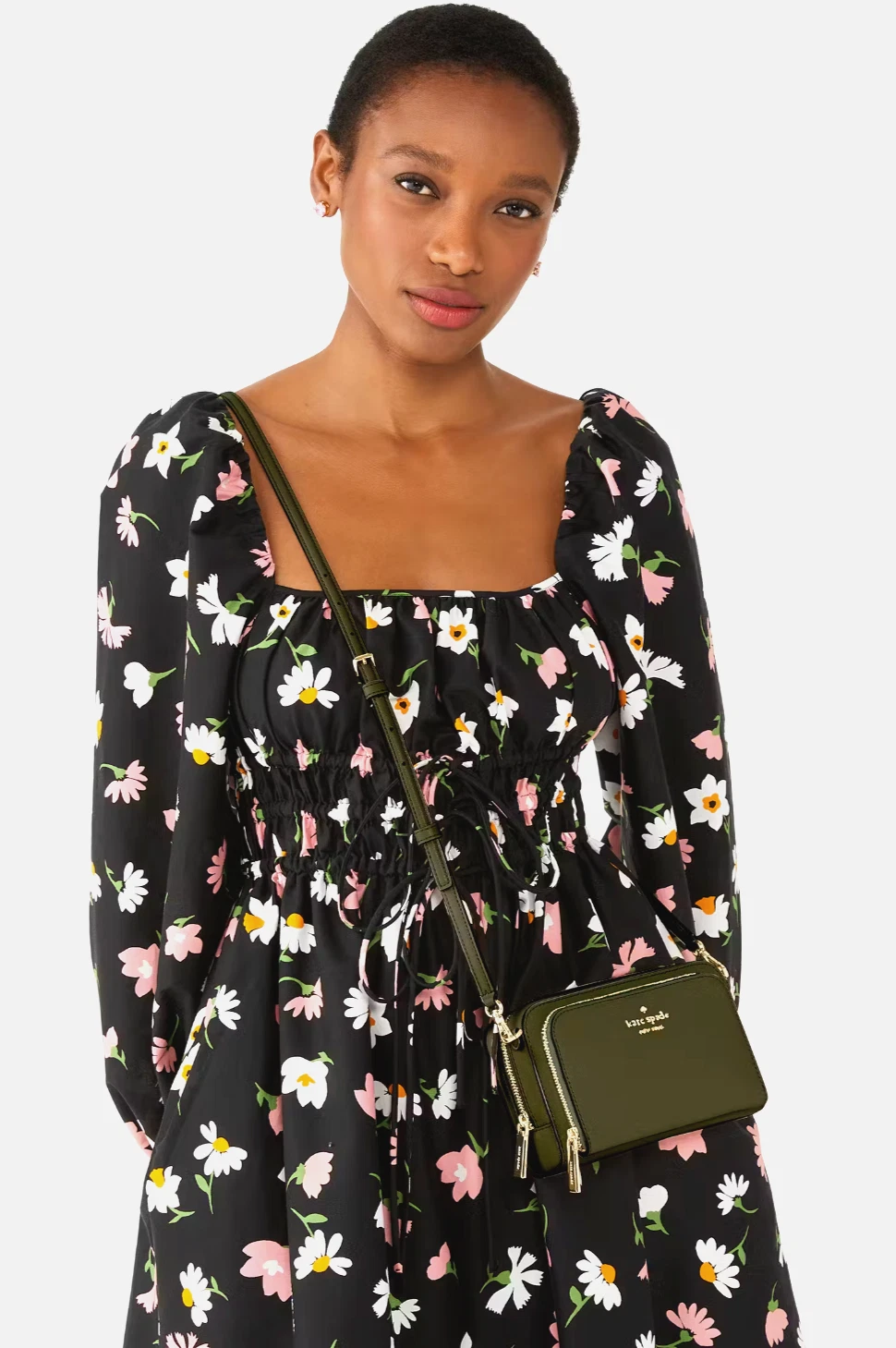 Nuova alga a tracolla Kate Spade Staci doppia zip intorno con sacchetto antipolvere