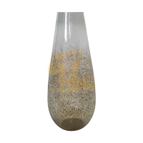 Glass Vase Large Gold Frosted White Indoor Outdoor Tabletop Home Decor - Picture 3 of 3