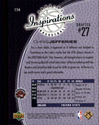 2001-02 Upper Deck Inspirations #156 Chris Jefferies XRC /2699