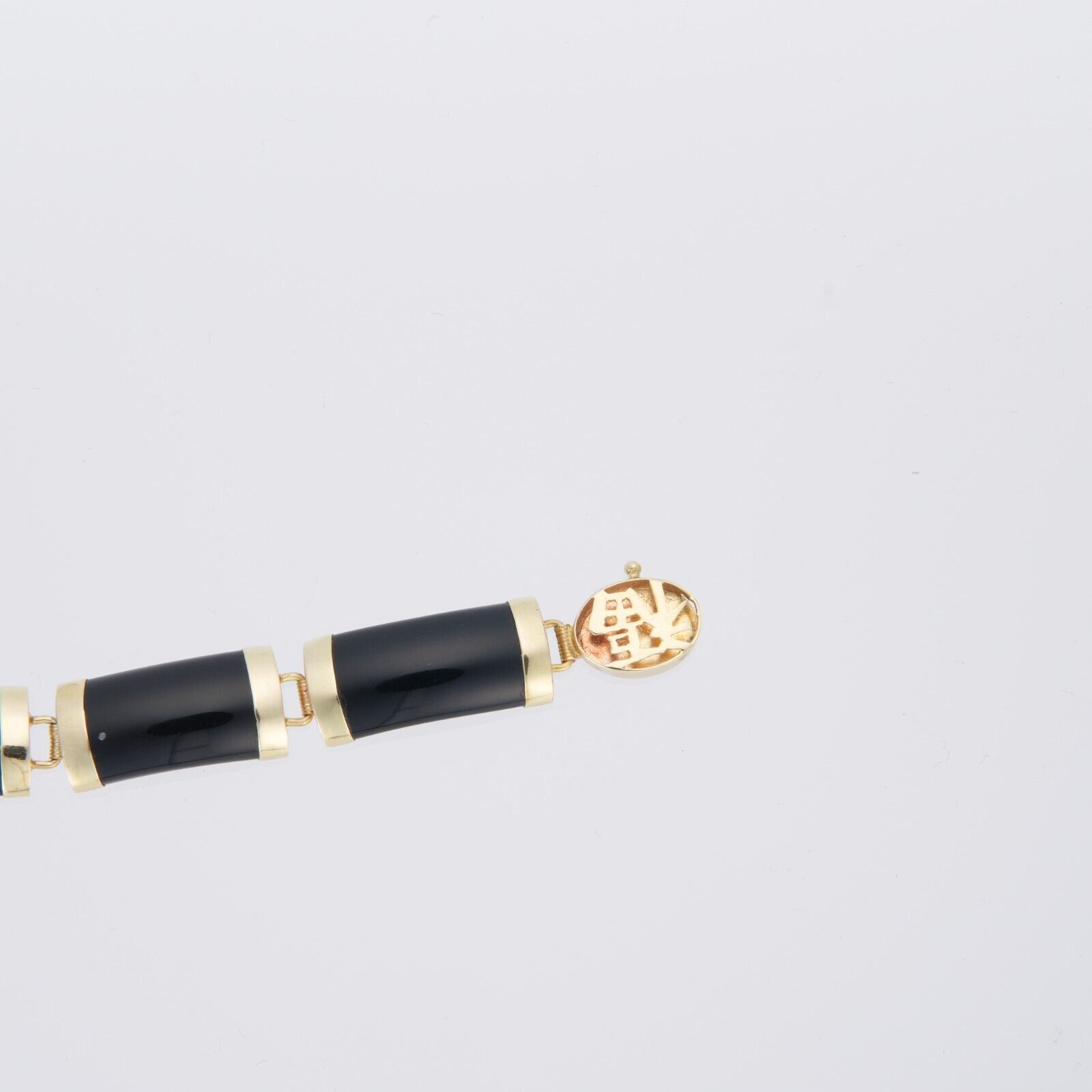 14K Yellow Gold Black Onyx Asian Inspired Bracele… - image 8