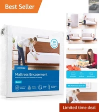 Zippered Waterproof Mattress Protector – Noiseless Full Cover, White Finish