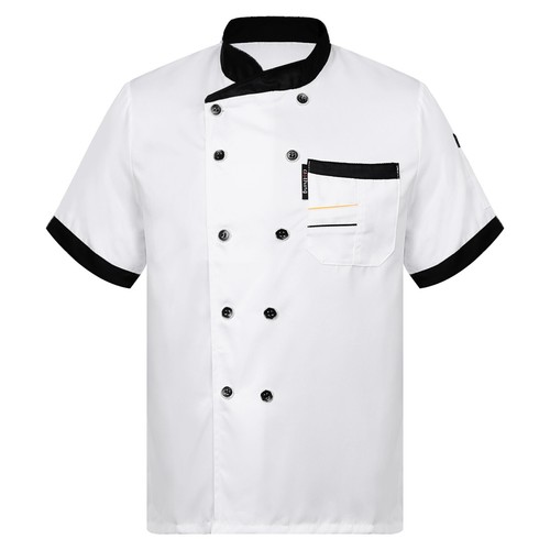 Men Unisex Chef Jacket Cooking Coat Short Sleeve Button Down Kitchen Top Uniform - Picture 73 of 106