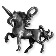 Silver Unicorn Necklace Charm Pendant Small 1" Fantasy Mythical Horse Jewelry EE