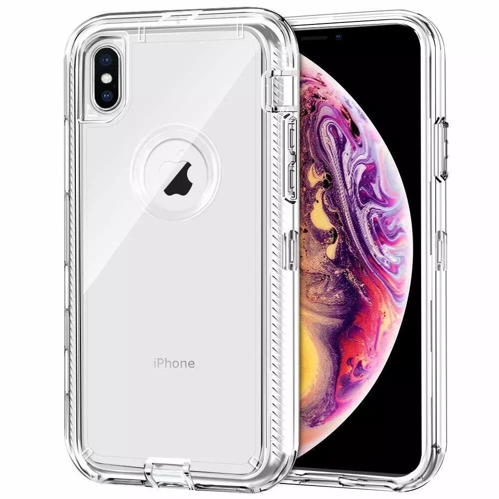 For IPhone XR 6.1 Heavy Duty Tough Military Grade Clear Case fit Otterbox  Clip