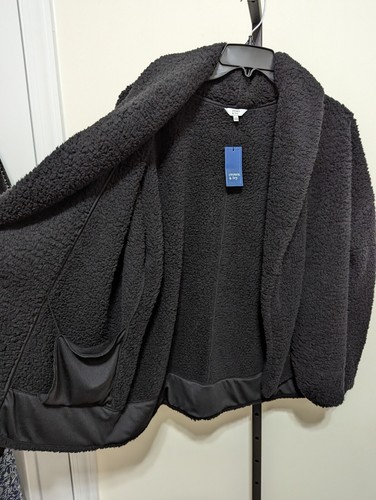 Crown & Ivy Damen schwarz weich flauschig offen Sherpa Jacke Cardigan Größe XL - Bild 4 von 10