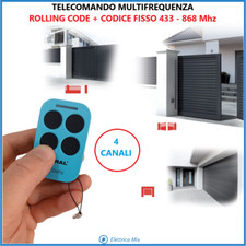 Telecomando Cancello UNIVERSALE ROLLING CODE multifrequenza a 433 MHZ 4 canali d