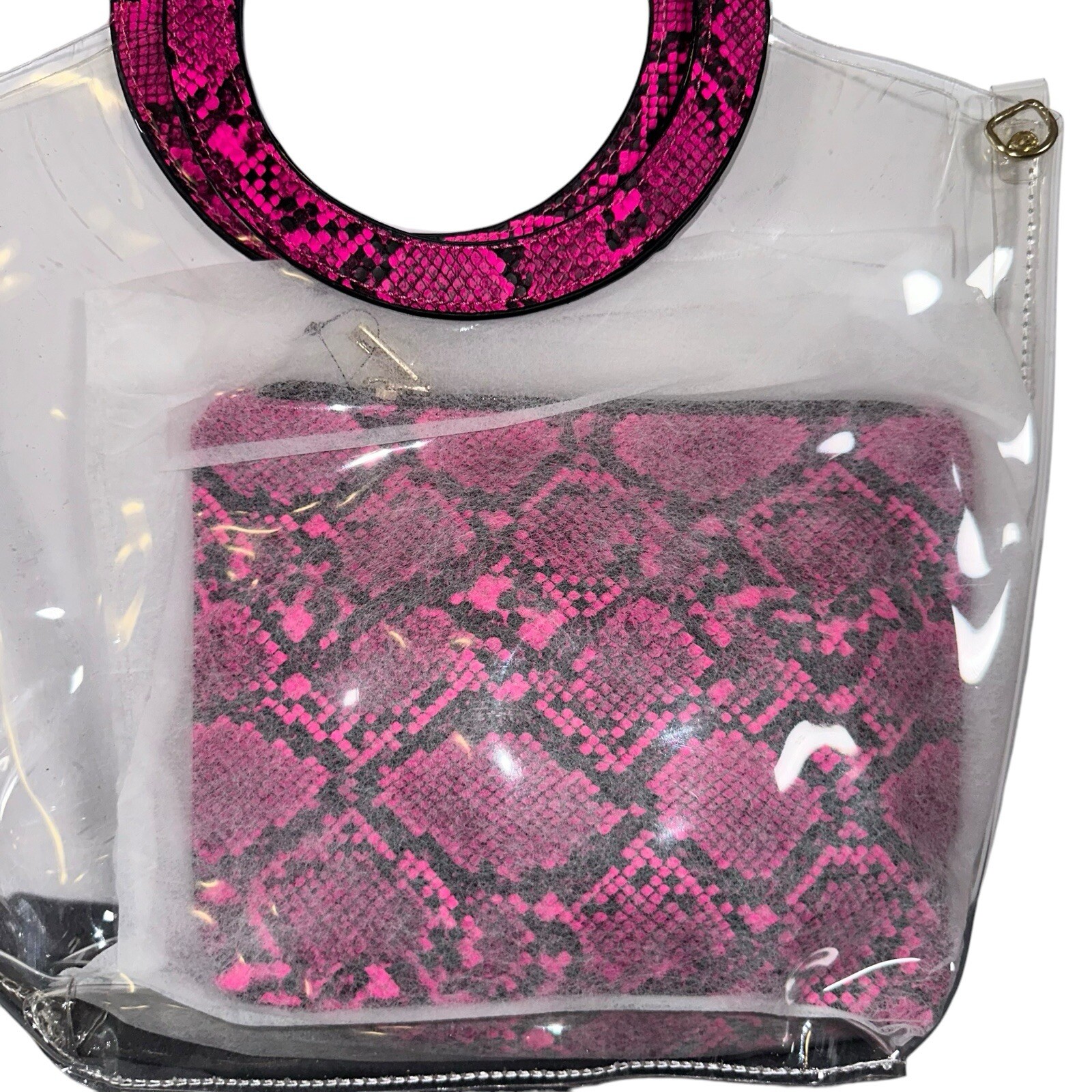 Clear The Air Transparent Womens Pink Cowgirl Exotic Python Snake Purse ...
