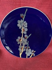 Fukagawa Arita Cobalt Blue Plate Cherry Bloss...
