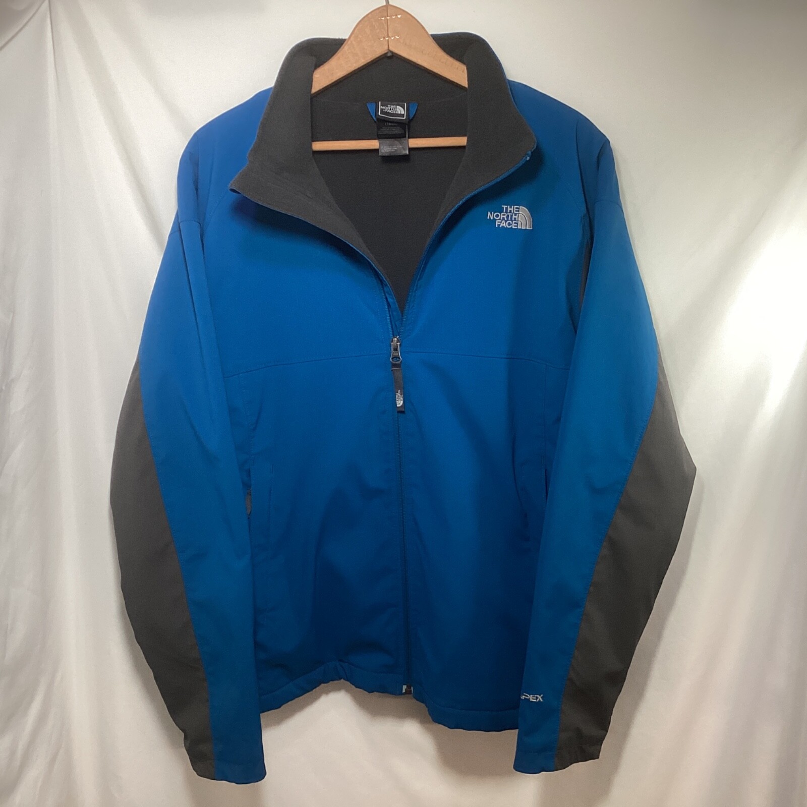 North Face Apex Bionic Jacket Mens Large Blue Fleece with Zip Pockets