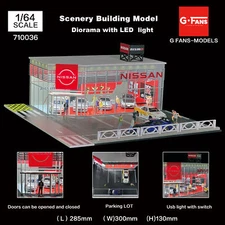 Diorama 1/64 Car Garage Model LED City Car Showroom Scene Display Building Model