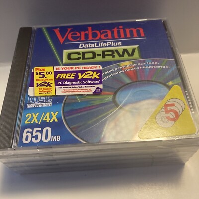 Verbatim DataLifePlus CD-R 74min 650mb Compact Disc Recordable 5 Pack Sealed