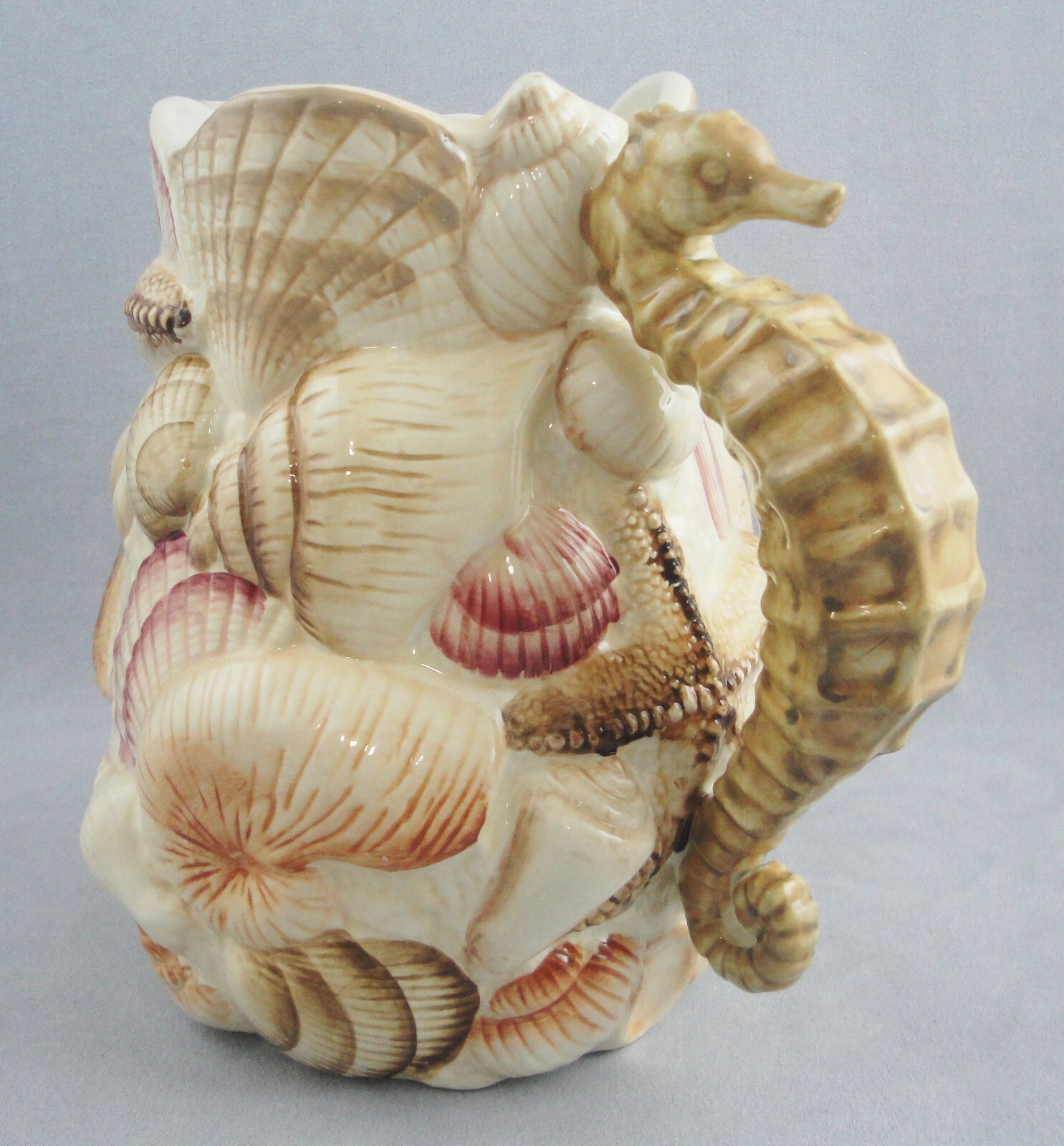 Pacific Rim Undersea Ceramic Pitcher Seahorse Starfish Sea Shells 2qt ...