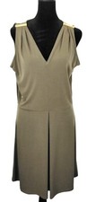 Michael Kors Womens Olive Sleeveless V-Neck Dress Gold Shoulder Accents Size 6