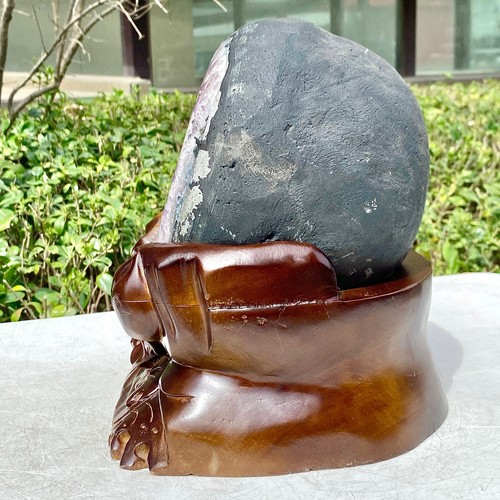 19.21LB Uruguay Natural Amethyst Money Bag Cave Decoration+Bracket - 第 12/15 張圖片