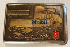 MOBIL OIL RARE Fuel Tanker Driver 6 Safe Years Driving Award Metal Belt Buckle.