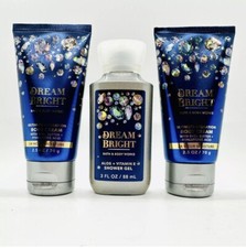 3 PCS BATH BODY WORKS DREAM BRIGHT 2/BODY CREAM 1/SHOWER GEL TRAVEL SIZE