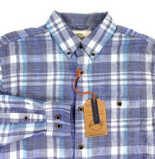 NWOT Weatherproof Vintage Men's Weather Wash Long Sleeve Blue Plaid Shirt Small