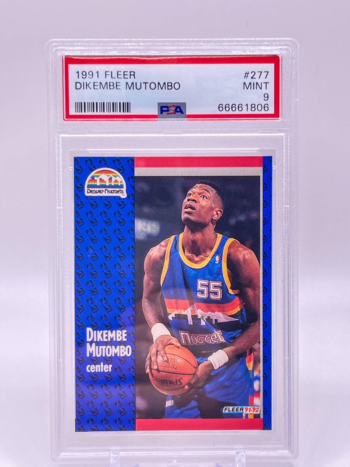 1991-92 Fleer PSA 9 Mint Dikembe Mutombo HOF RC #277
