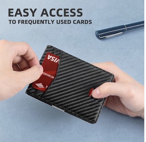 Men’s Slim Leather Wallet With Money Clip, RFID Blocking - Picture 3 of 7