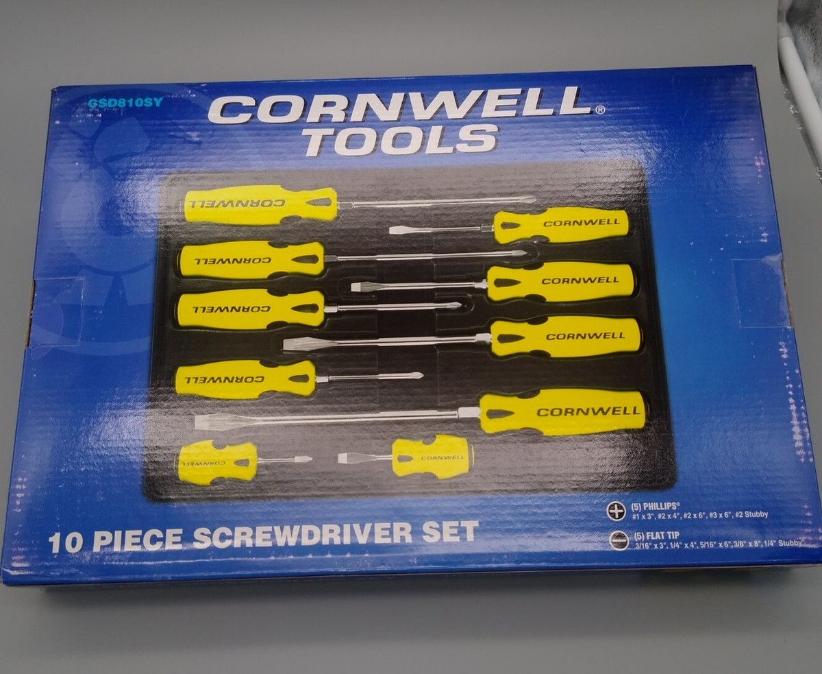 CORNWELL TOOLS 10 PIECE SCREWDRIVER SET HI-VIZ CSD810SY for sale