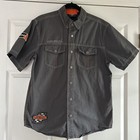 Men’s Harley Davidson Gray Screamin Eagle 🦅 Short Sleeve Snap Shirt Size Medium