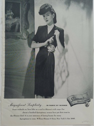 1944 William Skinner Tessuto Donna Abito Vintage Moda Campagna  Pubblicitaria | eBay