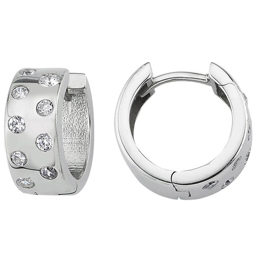 Tuscany Silver Orecchini Cerchio Doppi In Argento Sterling 925 Con Zirconie Cubiche Bianche - Ipoallergenici, Regalo In Confezione Elegante