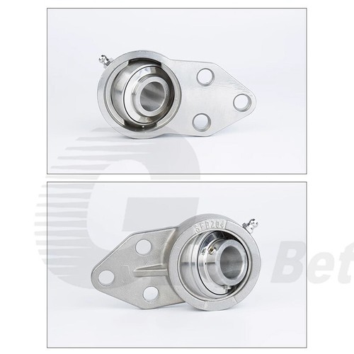 UCFB Metric Flange 3-Bolt Self Lube Pillow Block Bearing Stainless Steel 201-209 - Picture 3 of 22