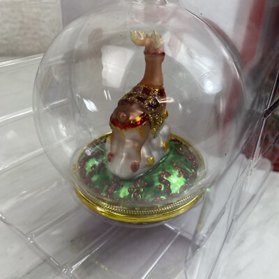 KIRKLAND Signature REINDEER Ornament Glass Ball Christmas Tree