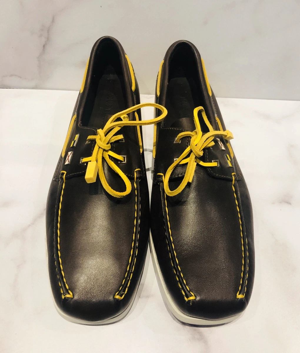 Louis Vuitton LV Cup Collection Brown Yellow Leather Men's Loafers Shoes