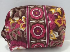 Vera Bradley Burgundy Floral Cosmetic Makeup Bag