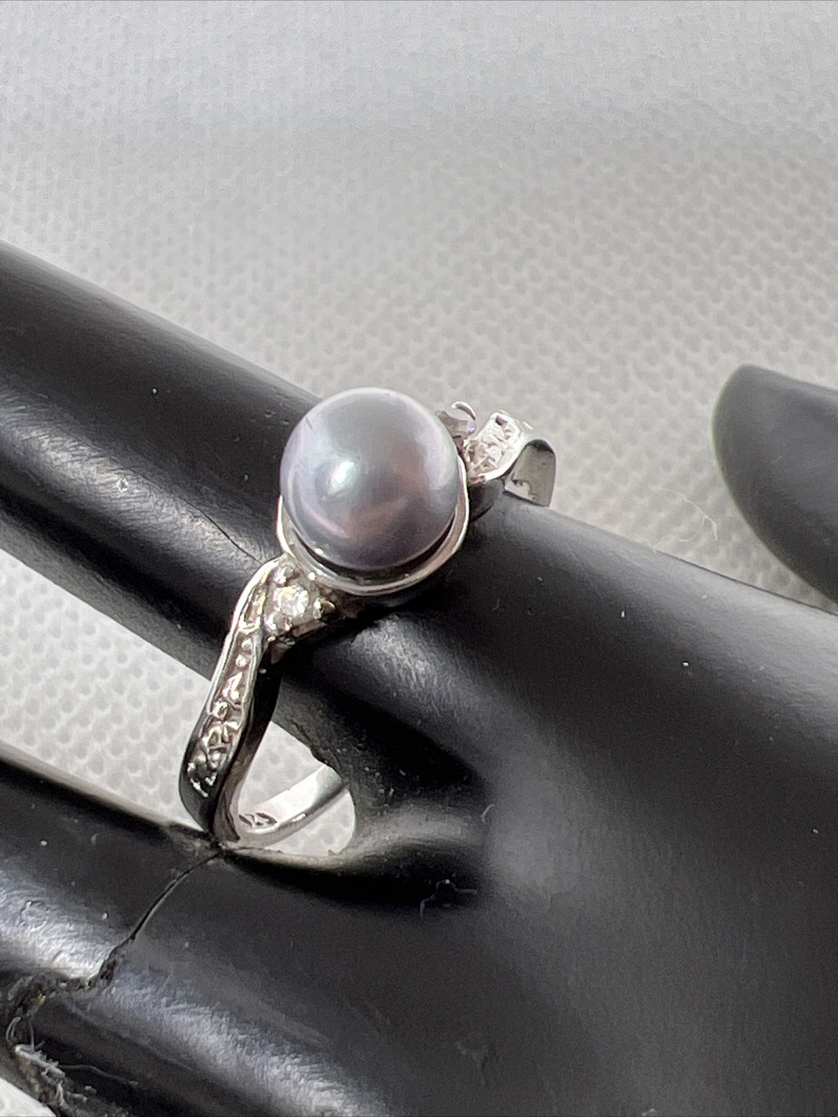 Beautiful Solid 925Sterling Silver Gray Pearl & W… - image 6