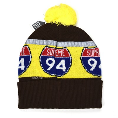 オムライスライさん専用Supreme Beanie NWT Supreme Interstate 94 Logo Brown Beanie Ribbed Knit Men's DS
