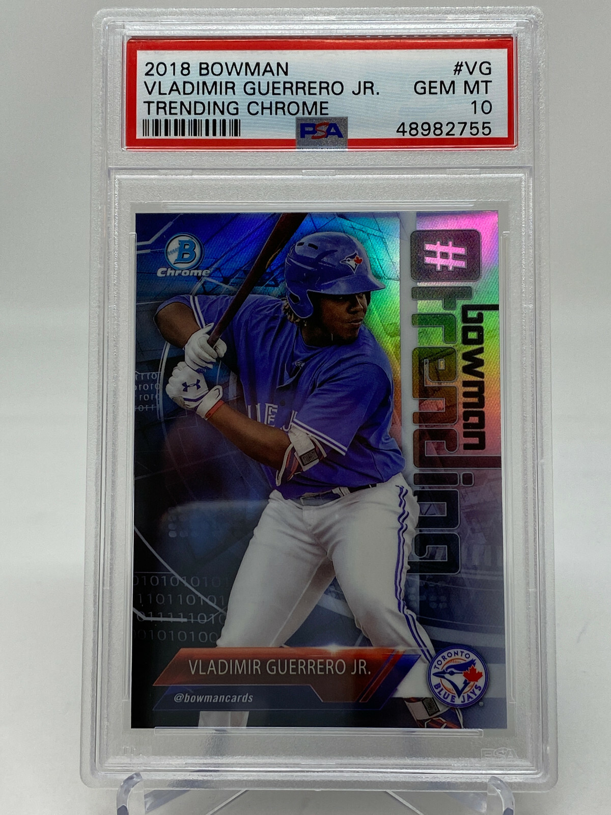 2018 Bowman Chrome #VG Vladimir Guerrero Jr. Trending Chrome Rookie Card PSA 10 view 8
